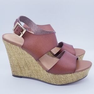 J. Crew Brown Slingback Wedges, size 6.5